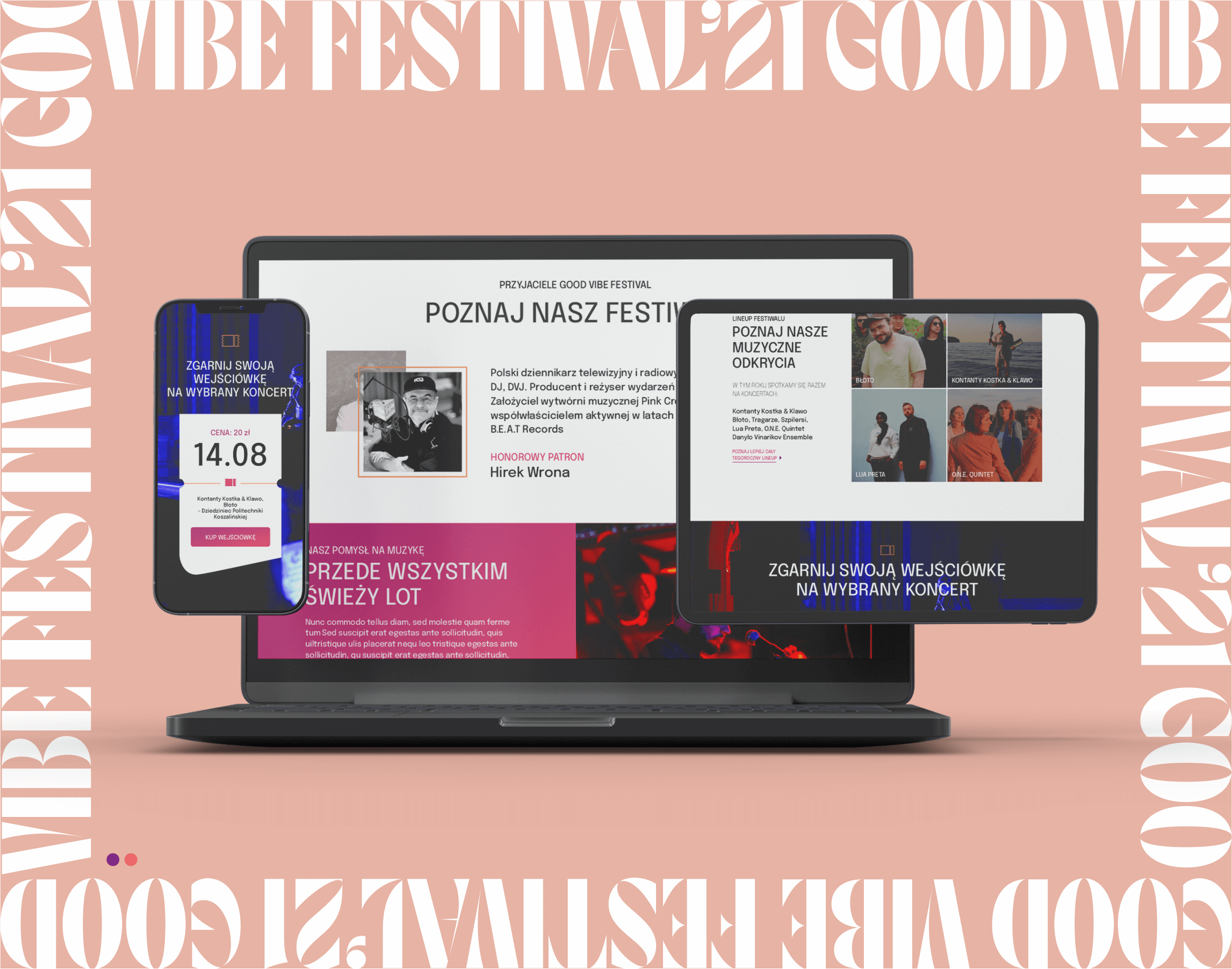 Good Vibe Festival - strona internetowa na komputerze i tablecie